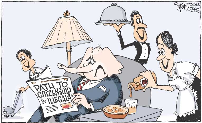 Political/Editorial Cartoon by Signe Wilkinson, Philadelphia Daily News on GOP Repositioning Continues