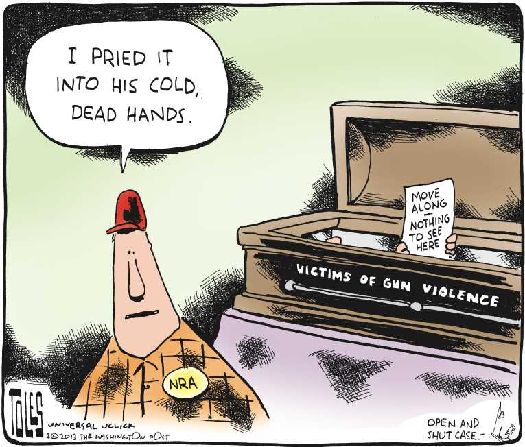 Political/Editorial Cartoon by Tom Toles, Washington Post on Gun Regulation Stalls