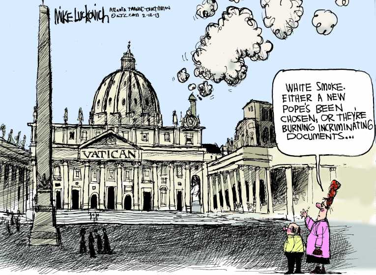 Political/Editorial Cartoon by Mike Luckovich, Atlanta Journal-Constitution on Pope Announces Retirement