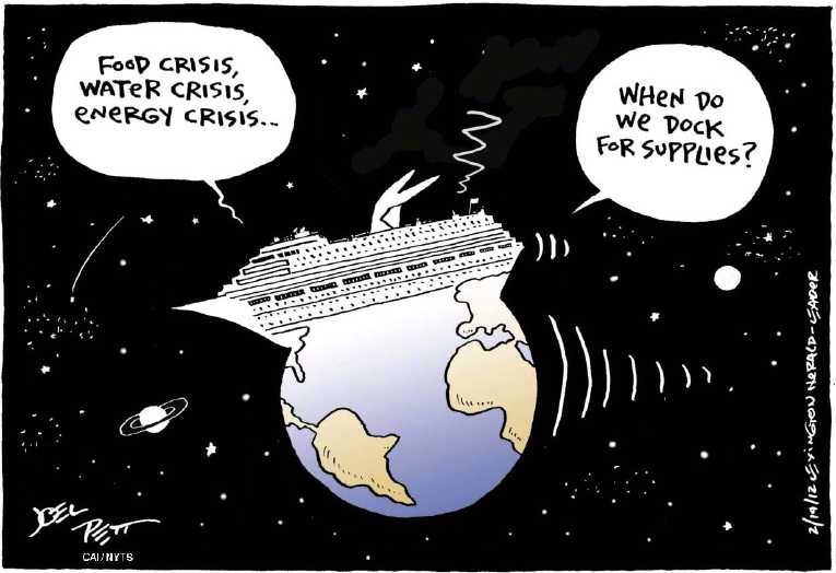 Political/Editorial Cartoon by Joel Pett, Lexington Herald-Leader, CWS/CartoonArts Intl. on Journey Becomes Catastrophe