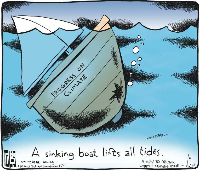 Political/Editorial Cartoon by Tom Toles, Washington Post on Journey Becomes Catastrophe