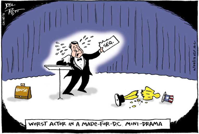 Political/Editorial Cartoon by Joel Pett, Lexington Herald-Leader, CWS/CartoonArts Intl. on Sequester Deadline Nears