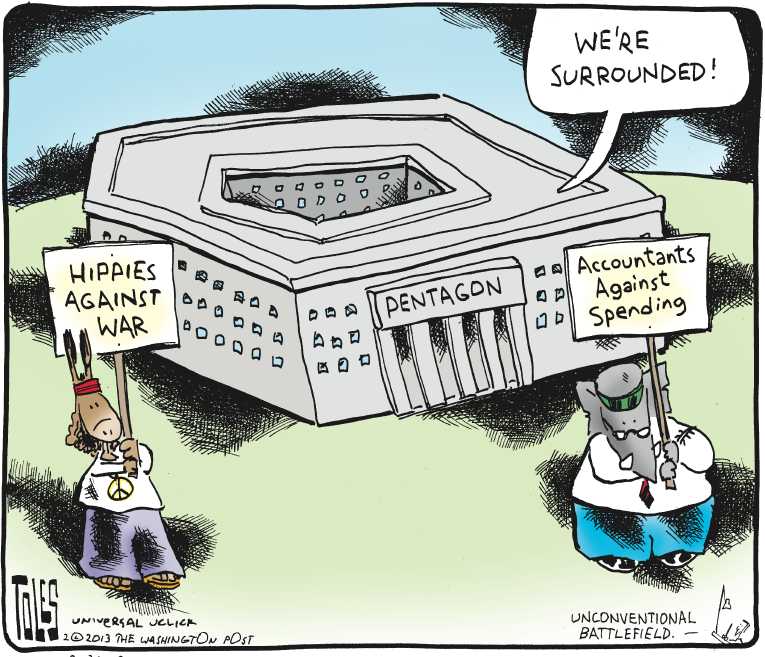 Political/Editorial Cartoon by Tom Toles, Washington Post on Sequester Deadline Nears