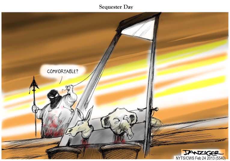 Political/Editorial Cartoon by Jeff Danziger, CWS/CartoonArts Intl. on Sequester Deadline Nears