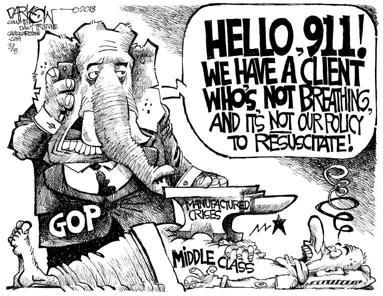 Political/Editorial Cartoon by John Darkow, Columbia Daily Tribune, Missouri on GOP Hard at Work