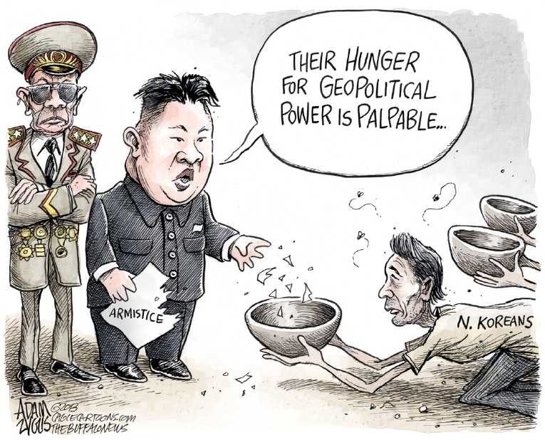 Political/Editorial Cartoon by Adam Zyglis, The Buffalo News on North Korea Threatens War