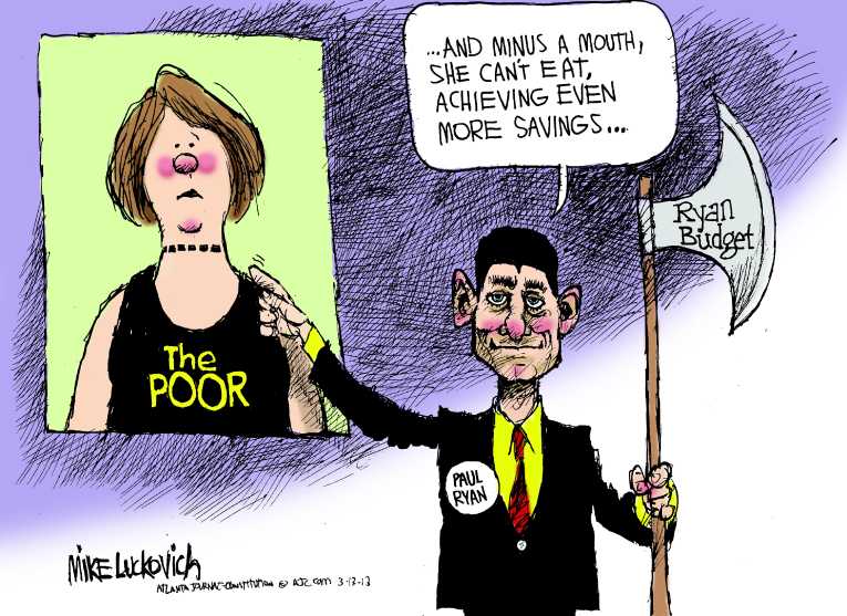 Political/Editorial Cartoon by Mike Luckovich, Atlanta Journal-Constitution on Ryan Proposes Budget