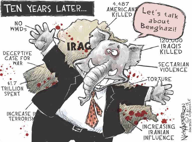 Political/Editorial Cartoon by Nick Anderson, Houston Chronicle on US Celebrates Big Anniversary