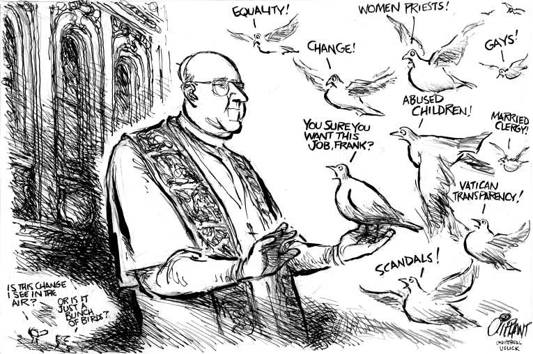 Political/Editorial Cartoon by Pat Oliphant, Universal Press Syndicate on New Pope Selected