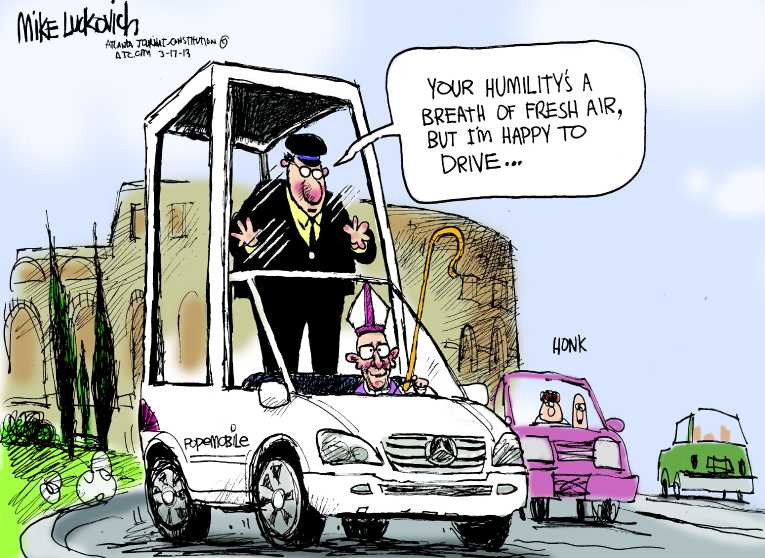 Political/Editorial Cartoon by Mike Luckovich, Atlanta Journal-Constitution on New Pope Selected