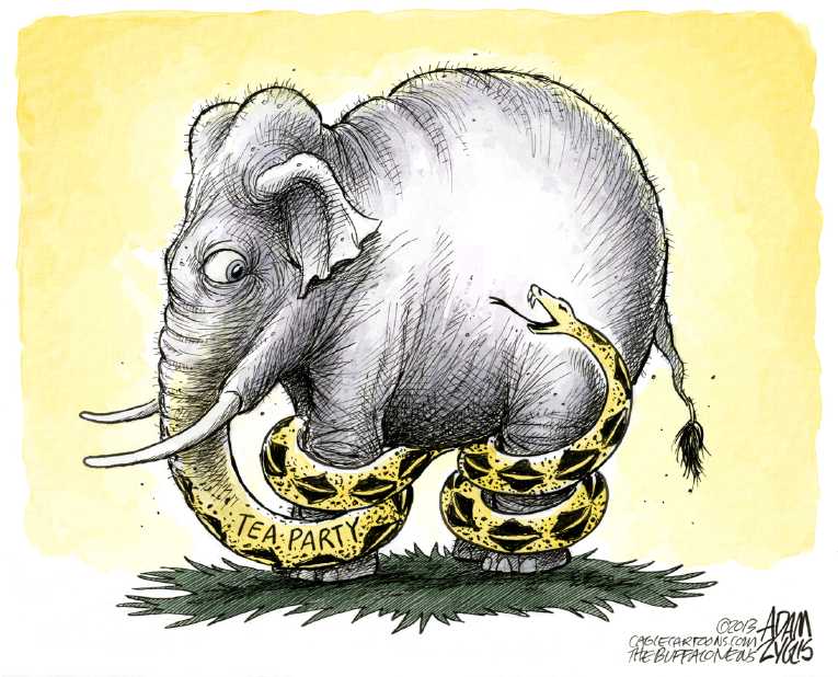 Political/Editorial Cartoon by Adam Zyglis, The Buffalo News on GOP Digs In
