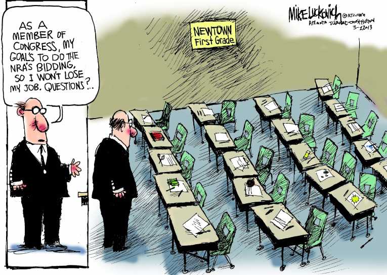 Political/Editorial Cartoon by Mike Luckovich, Atlanta Journal-Constitution on Assault Weapons Ban Now Unlikely