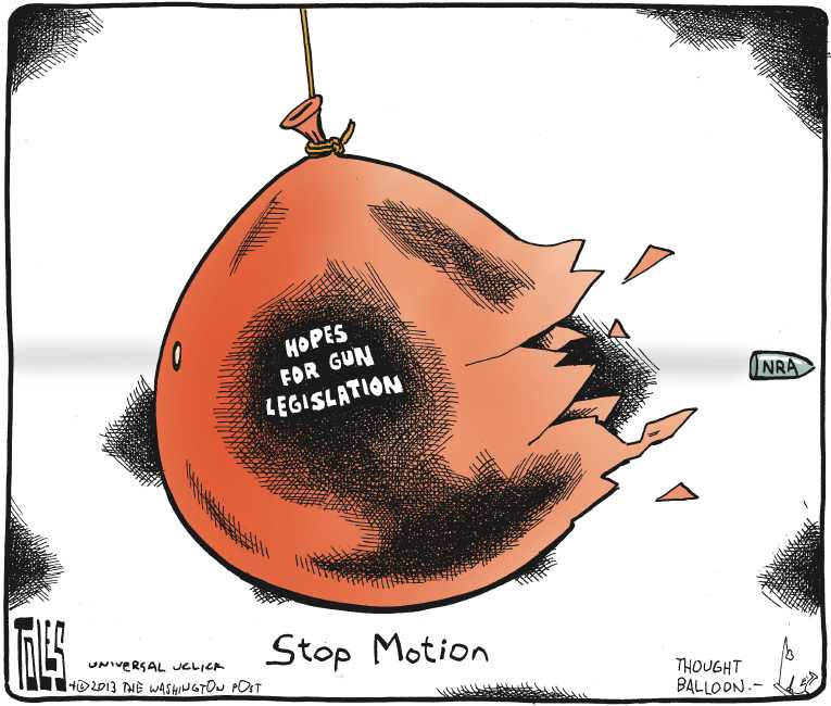Political/Editorial Cartoon by Tom Toles, Washington Post on Increased Gun Regulation Unlikely