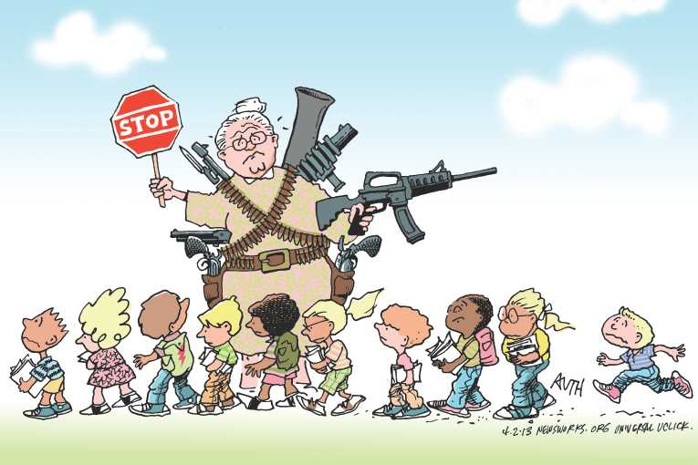 Political/Editorial Cartoon by Tony Auth, Philadelphia Inquirer on Increased Gun Regulation Unlikely