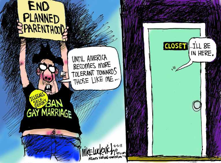 Political/Editorial Cartoon by Mike Luckovich, Atlanta Journal-Constitution on GOP Rallying Around Base