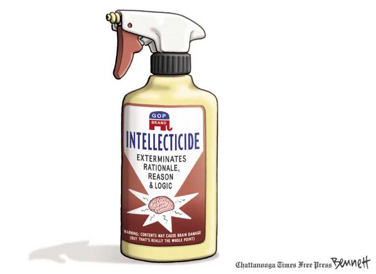 Political/Editorial Cartoon by Clay Bennett, Chattanooga Times Free Press on GOP Rallying Around Base