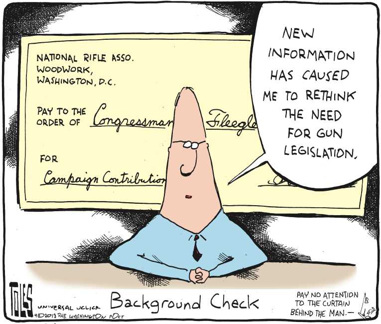 Political/Editorial Cartoon by Tom Toles, Washington Post on Gun Compromise Reached