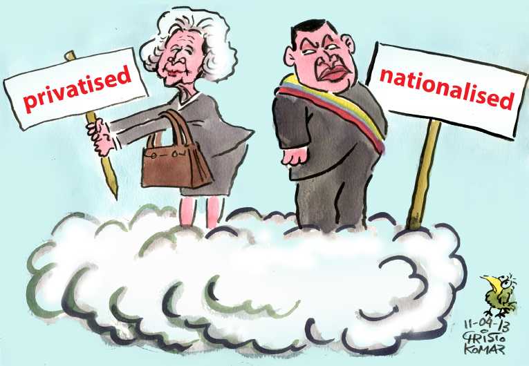 Political/Editorial Cartoon by Christo Komarnitski, Sega, Sofia, Bulgaria on Margaret Thatcher Dies