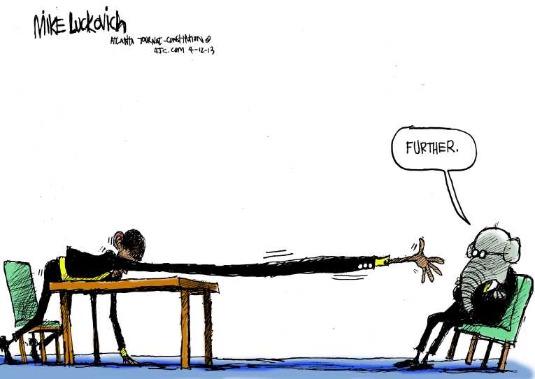 Political/Editorial Cartoon by Mike Luckovich, Atlanta Journal-Constitution on Sequester Continues