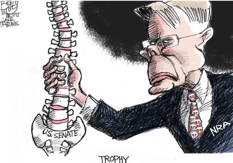 Political/Editorial Cartoon by Pat Bagley, Salt Lake Tribune on Senate Rejects Background Checks