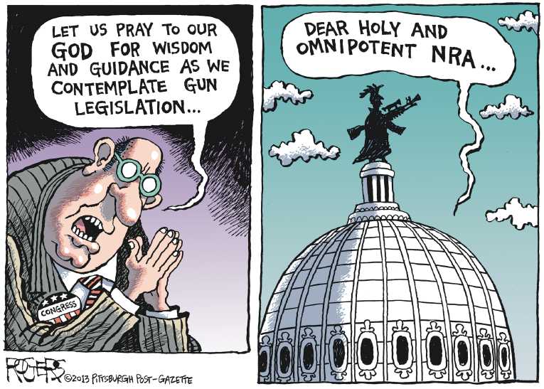 Political/Editorial Cartoon by Rob Rogers, The Pittsburgh Post-Gazette on Senate Rejects Background Checks