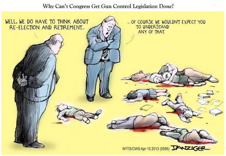 Political/Editorial Cartoon by Mike Luckovich, Atlanta Journal-Constitution on Senate Rejects Background Checks