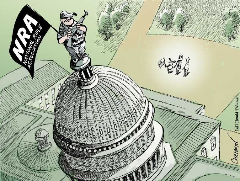 Political/Editorial Cartoon by Patrick Chappatte, International Herald Tribune on Gun Bill Defeated