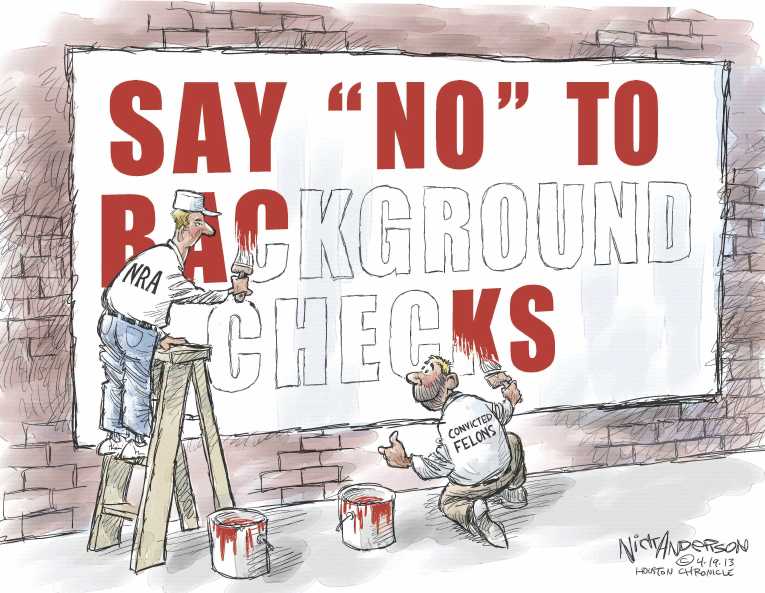 Political/Editorial Cartoon by Nick Anderson, Houston Chronicle on Gun Bill Defeated
