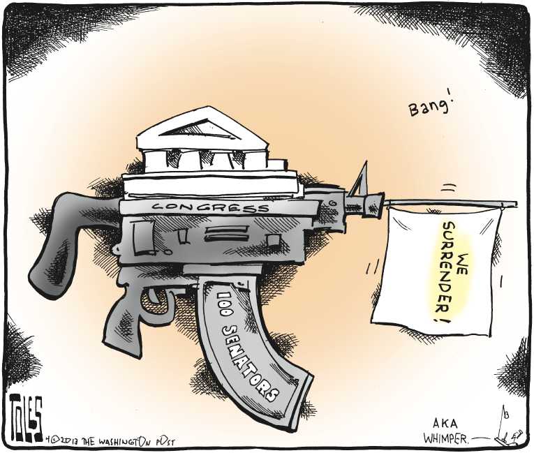 Political/Editorial Cartoon by Tom Toles, Washington Post on Gun Bill Defeated
