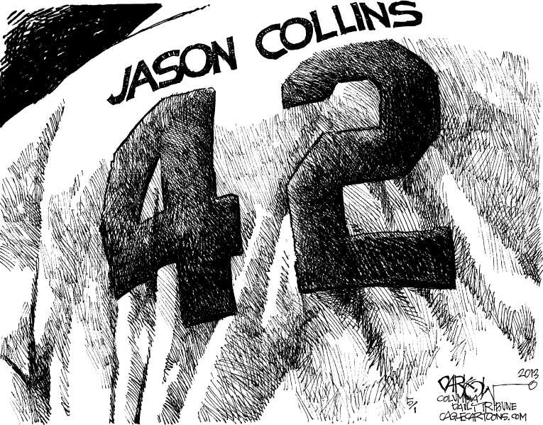 Political/Editorial Cartoon by John Darkow, Columbia Daily Tribune, Missouri on First Active Pro Player Comes Out