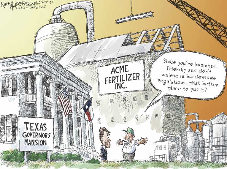 Political/Editorial Cartoon by Nick Anderson, Houston Chronicle on Texas Gov. Angered by Cartoon