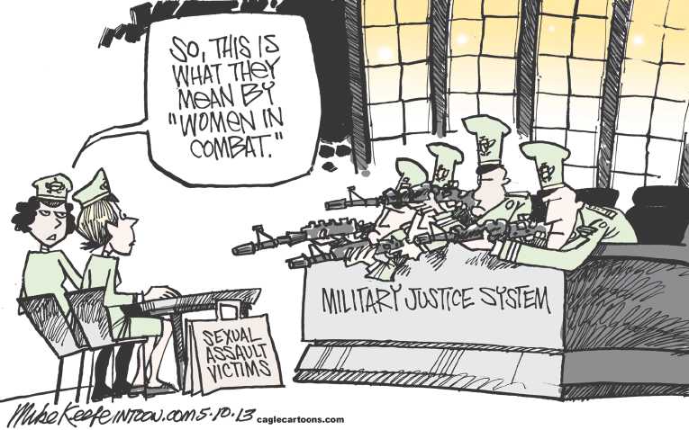 Political/Editorial Cartoon by Mike Keefe, Denver Post on Military Responds to Sexual Assaults
