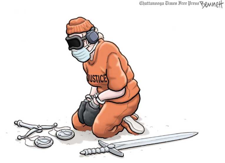 Political/Editorial Cartoon by Clay Bennett, Chattanooga Times Free Press on Obama Pledges to Close Gitmo, Again