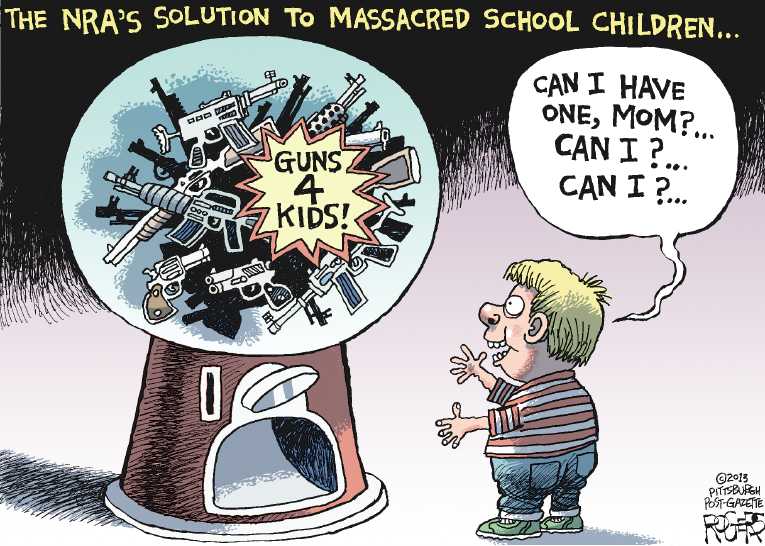 Political/Editorial Cartoon by Rob Rogers, The Pittsburgh Post-Gazette on Gun Advocates Celebrate Victory