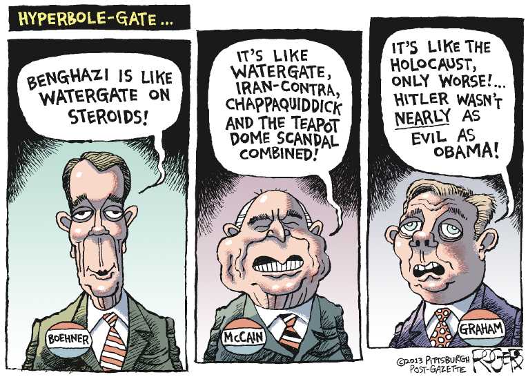 Political/Editorial Cartoon by Rob Rogers, The Pittsburgh Post-Gazette on More Benghazi Questions Raised