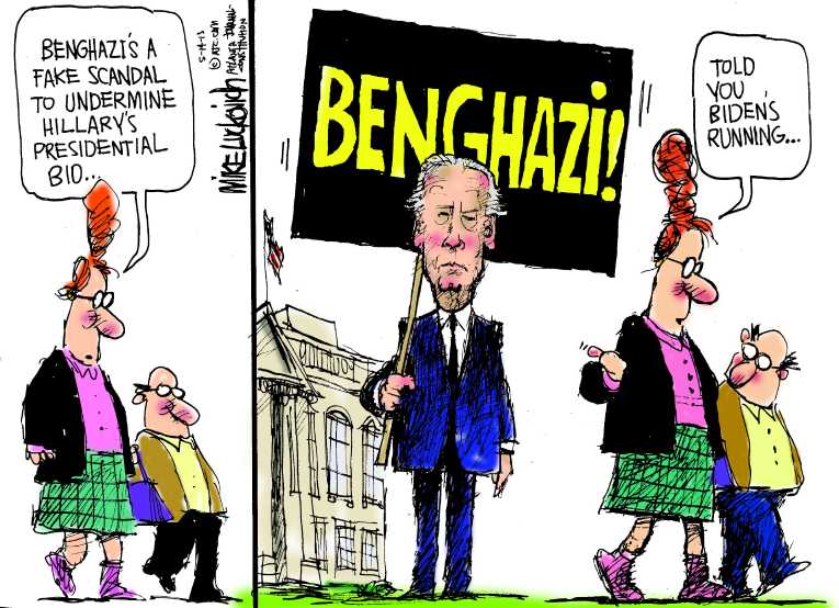 Political/Editorial Cartoon by Mike Luckovich, Atlanta Journal-Constitution on More Benghazi Questions Raised