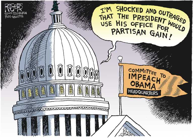 Political/Editorial Cartoon by Rob Rogers, The Pittsburgh Post-Gazette on President Rocked by Scandals