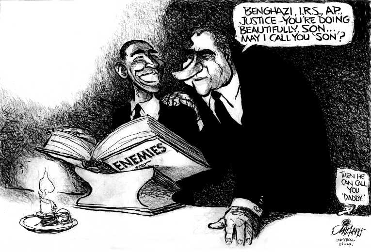 Political/Editorial Cartoon by Pat Oliphant, Universal Press Syndicate on President Rocked by Scandals