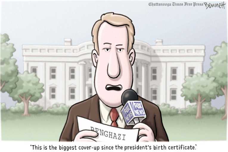 Political/Editorial Cartoon by Clay Bennett, Chattanooga Times Free Press on Conservatives Hammer on Benghazi