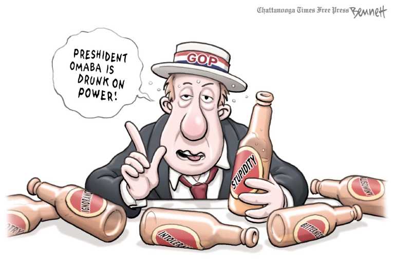 Political/Editorial Cartoon by Clay Bennett, Chattanooga Times Free Press on Scandals Rock Obama Presidency