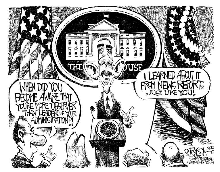 Political/Editorial Cartoon by John Darkow, Columbia Daily Tribune, Missouri on Scandals Rock Obama Presidency