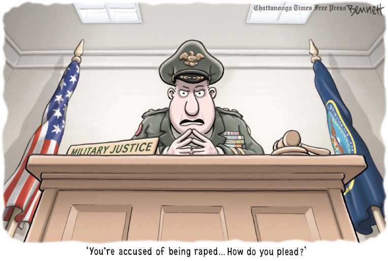 Political/Editorial Cartoon by Clay Bennett, Chattanooga Times Free Press on Sexual Assault Probe Heats Up