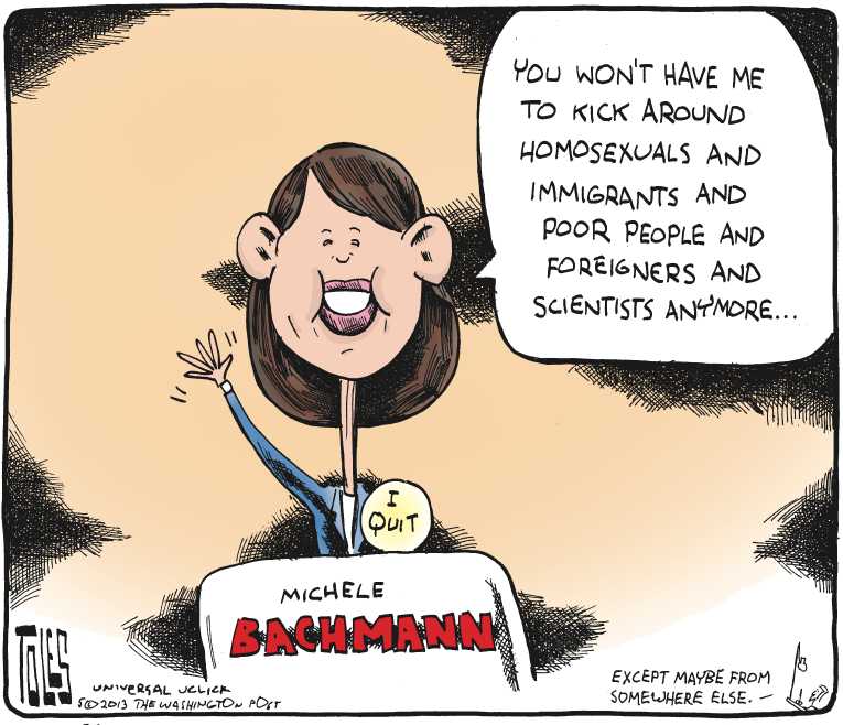 Political/Editorial Cartoon by Tom Toles, Washington Post on Bachmann Done