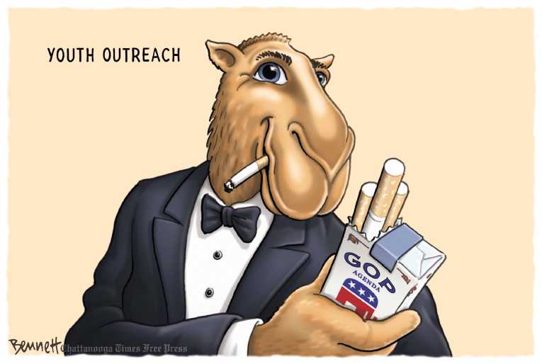 Political/Editorial Cartoon by Clay Bennett, Chattanooga Times Free Press on Republicans Appealing to Younger Set