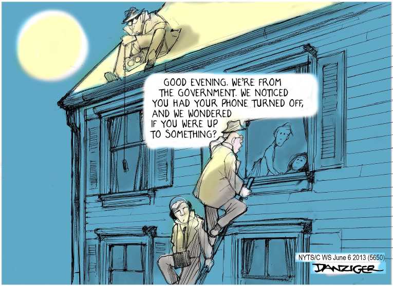 Political/Editorial Cartoon by Jeff Danziger, CWS/CartoonArts Intl. on Obama Defends Domestic Spying