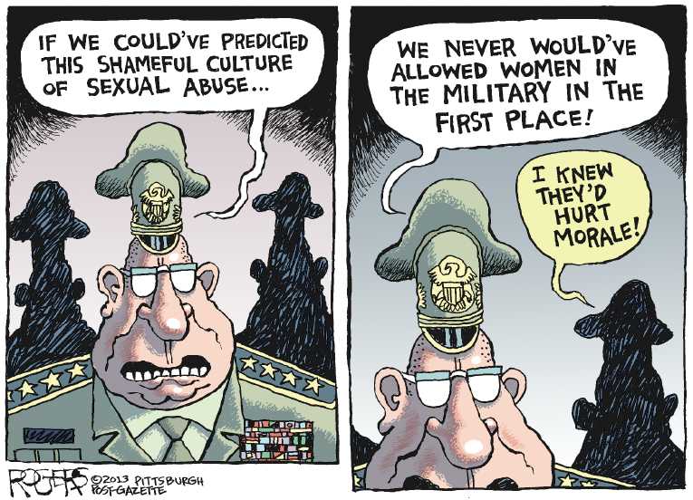Political/Editorial Cartoon by Rob Rogers, The Pittsburgh Post-Gazette on More Military News