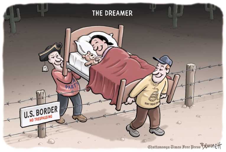 Political/Editorial Cartoon by Clay Bennett, Chattanooga Times Free Press on GOP Making Progress on Immigration