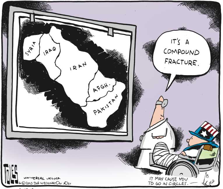 Political/Editorial Cartoon by Tom Toles, Washington Post on US Position on Syria Emerging