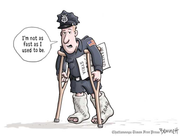 Political/Editorial Cartoon by Clay Bennett, Chattanooga Times Free Press on US Position on Syria Emerging