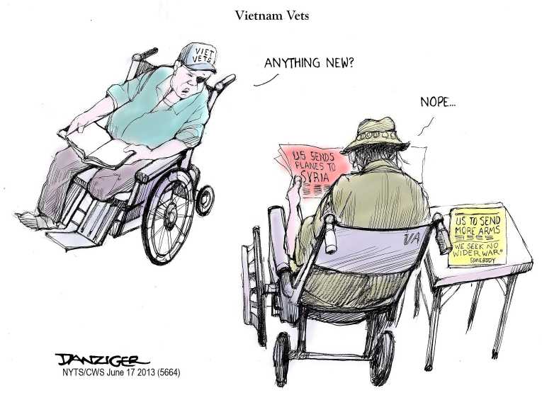 Political/Editorial Cartoon by Jeff Danziger, CWS/CartoonArts Intl. on US Position on Syria Emerging